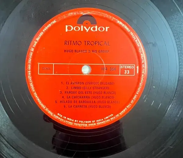 Hugo Blango & His Group Vinyl LP 33.3rpm - Hindi Films Songs - Polydor 184 354