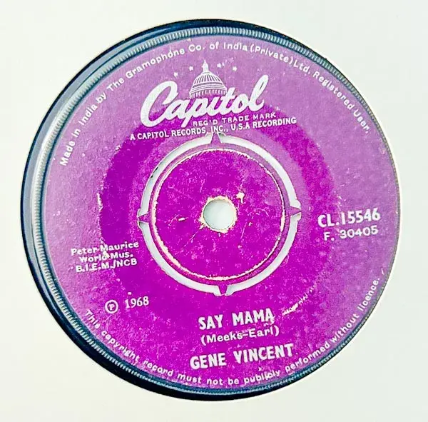 Gene Vincent Vinyl Record EP 33.3 rpm- English Songs - Capital CL.15546 - Image 1