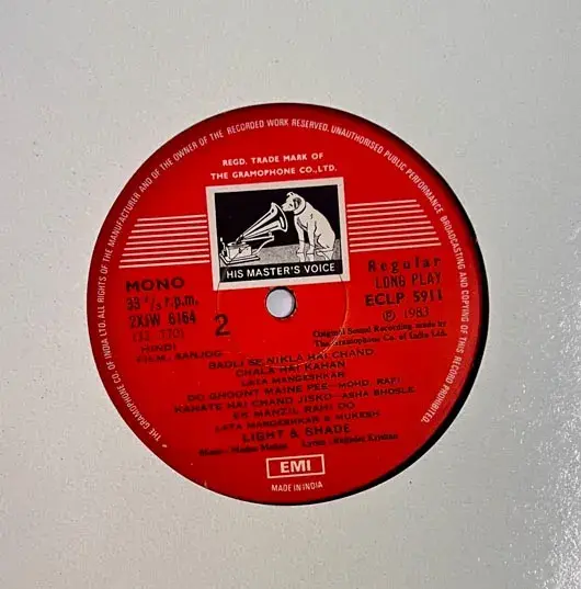 Sanjog LP 33.3 rpm Record - Hindi Film Songs - HMV ECLP.5911