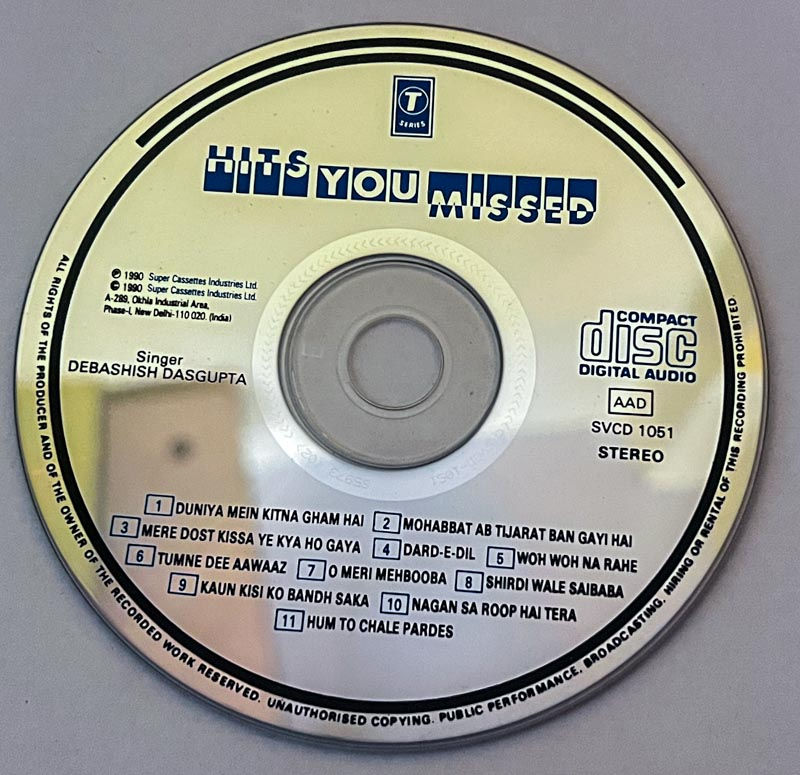 Hits you Missed audio cd - Hindi Songs - T Series SFCD 1051