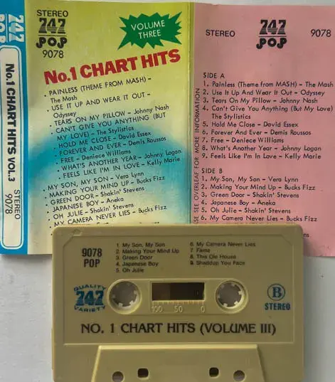 No.1 Chart Hits VOL.3 Audio Cassette - English Film Songs - Stereo 9078
