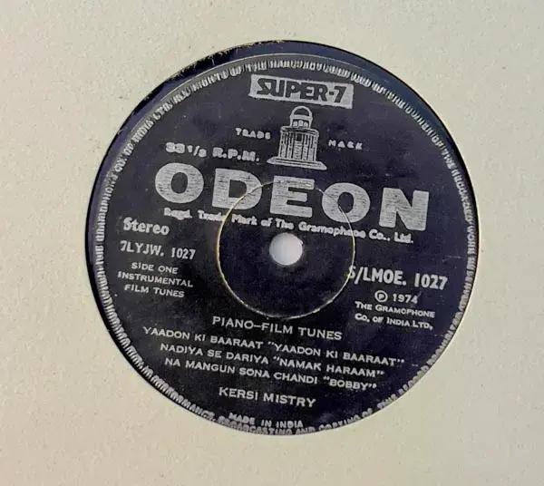 Piano Film Tunes Vinyl EP 33 rpm record - Hindi Film Songs - Odeon S/LMOE.1027