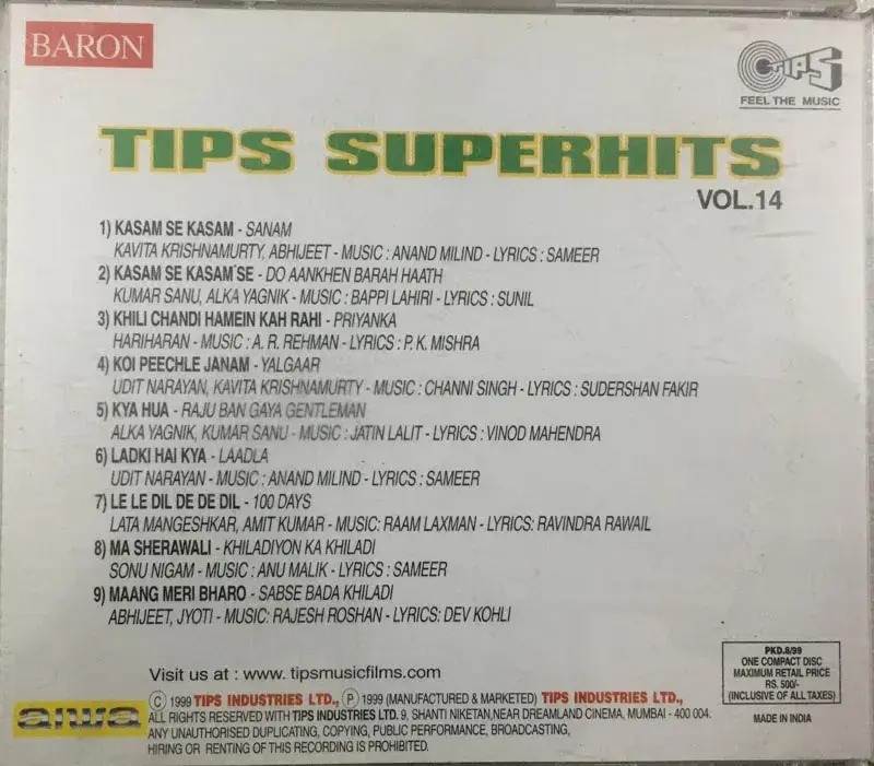 Thumbnail: Tips Superhits Vol.14 audio cd - Hindi Film Songs -Tips Baron TCCD 6214