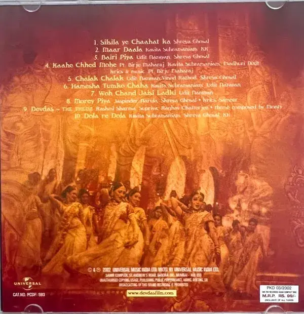 Thumbnail: Devdas audio cd - Hindi Film Songs - Universal PCDF 593