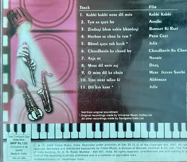 Thumbnail: Mohabbat audio cd - Hindi Film Songs  - Times Music TDIN 001E