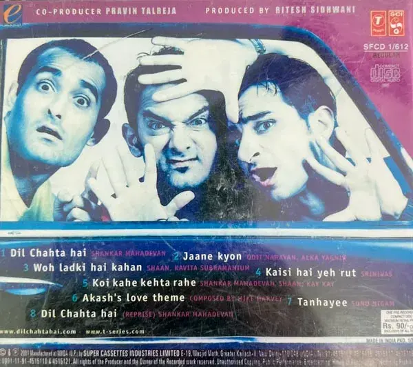 Dil Chahta Hai audio cd - Hindi Film Songs - T Series SFCD 1/612