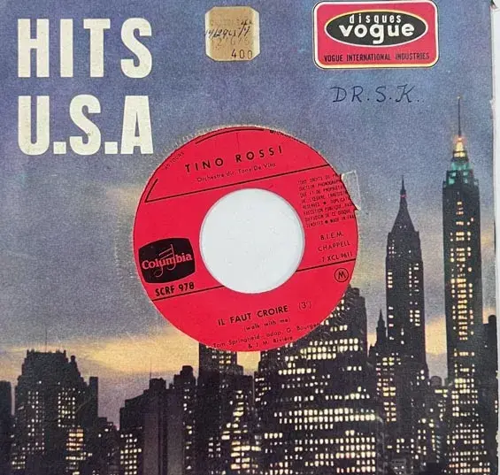 Tino Rossi  Vinyl EP 33.3 rpm - English Songs - Columbia SCRF 978