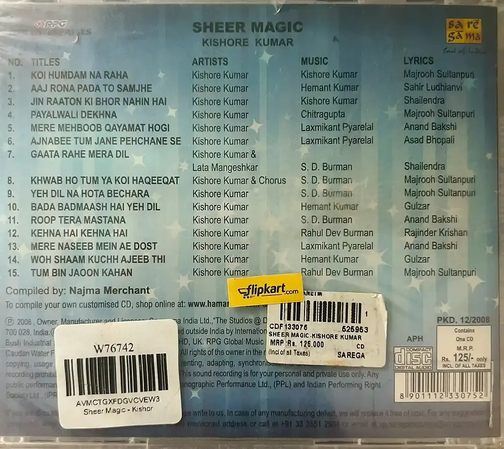 Sheer Magic-Kishore Kumar Audio Cd - Hindi Film Songs - SEALED - Saregama