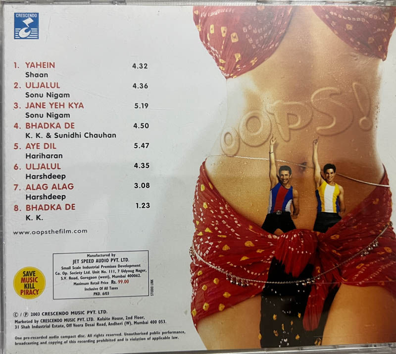 Thumbnail: OOPS! Audio Cd - Hindi Film Songs - Crescendo CDCMMCD-10454
