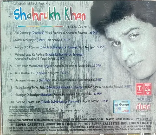 Thumbnail: Shahrukh Khan With Love audio cd - Hindi Film Songs -T  series SVCD 1555