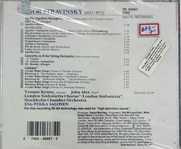 Stravinsky - Esa Pekka Salonen audio cd-  Sony Classical SK 46667