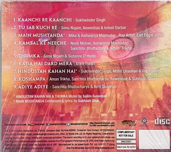 Kaanchi audio cd - Hindi Film Songs - Sealed - MMCD001