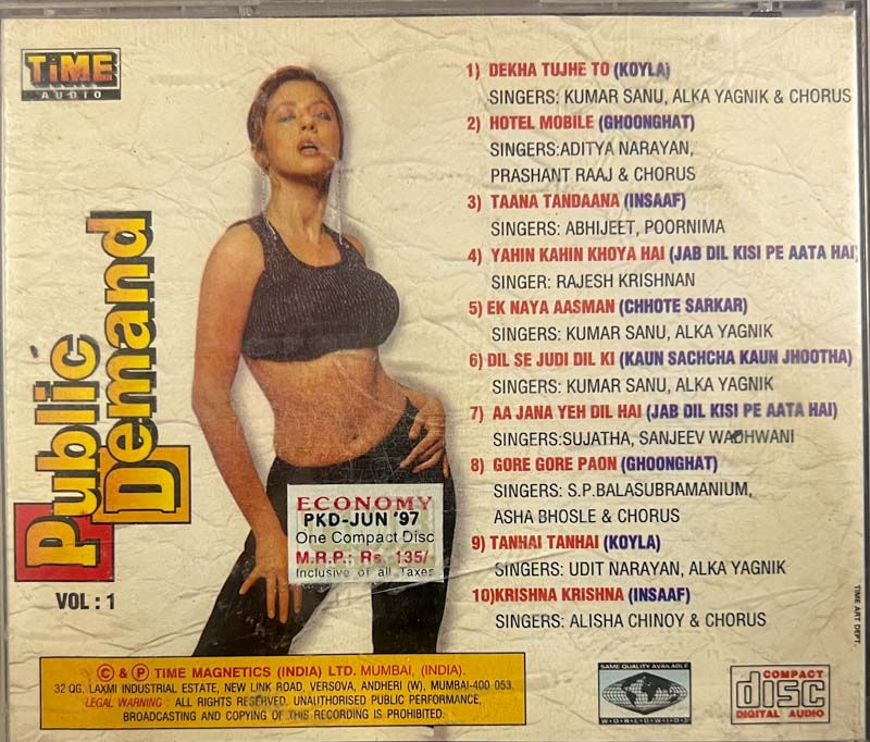 Thumbnail: Public Demand Vol.1 audio cd -  Hindi Film Songs - Time Audio TCCD 078