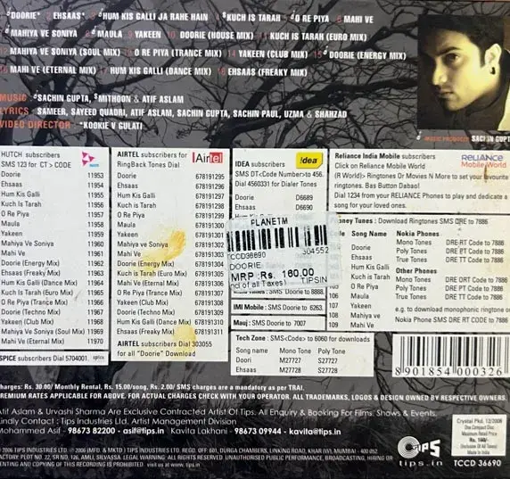 Doorie Audio Cd - Hindi Film Songs - Tips TCCD 36690