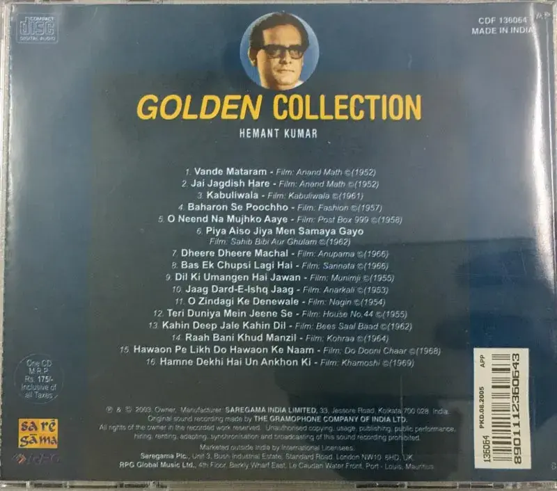 Thumbnail: Golden Collection Hemant Kumar Hits audio cd - Hindi Film Songs - Saregama