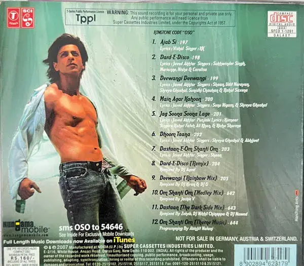 Thumbnail: Om Shanti Om audio cd - Hindi Film Songs - T Series SFCD 1 1261