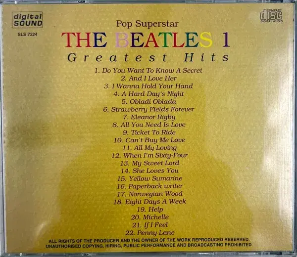 Pop Superstar The Beatles 1 Greatest Hits audio cd-English Songs - Digital sound
