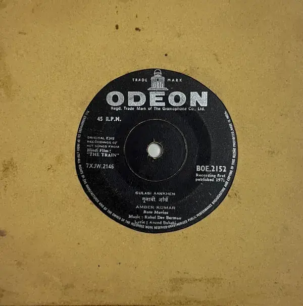 The Train VinylEP 45 rpm- Hindi Films Songs - Odeon BOE 2152