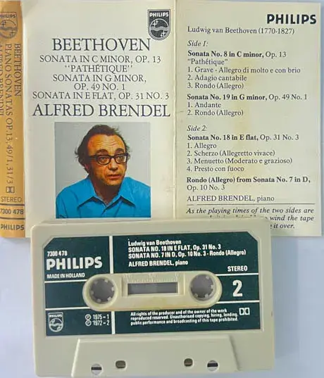 Alfred Brendel  Audio Cassette- English Songs - Philips 7300 478