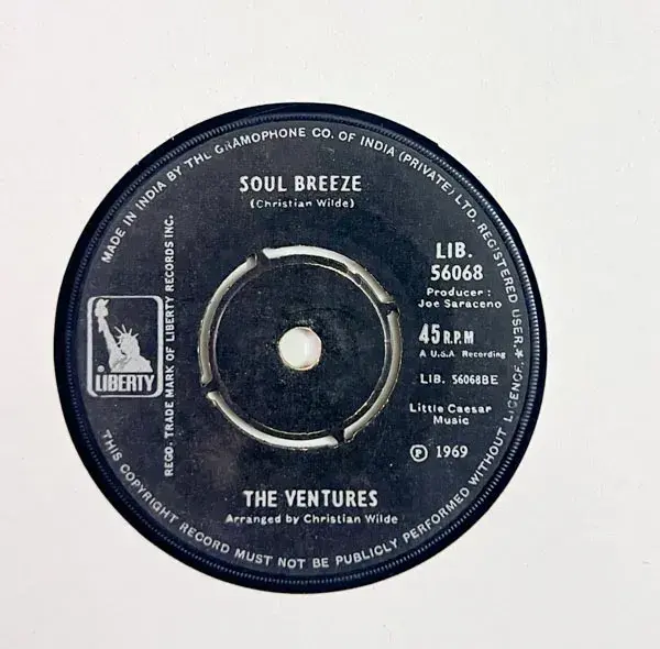 The Ventures Vinyl Record EP 45 rpm- English Songs - LIB 56068