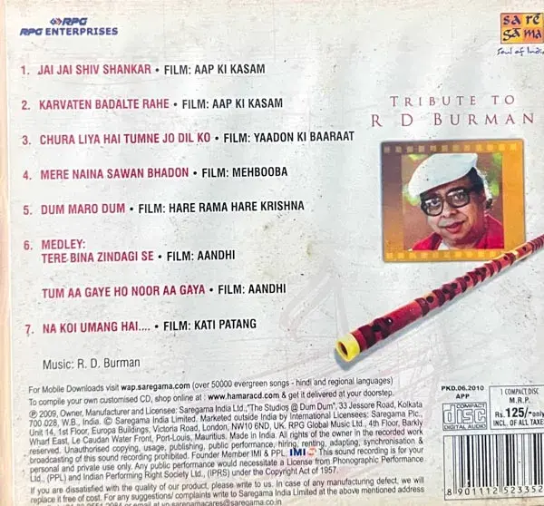 Tribute To R.D.Burman audio cd - Hindi Film Songs - Saregama CDNF 152335