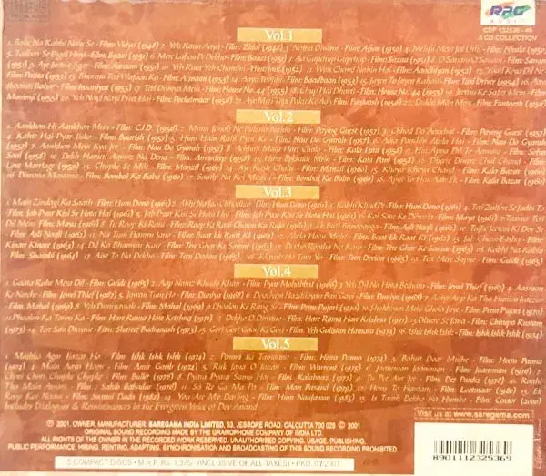 Thumbnail: Legends - Dev Anand audio cd -5cd pack - Hindi Film songs -RPG CDF 132536-40