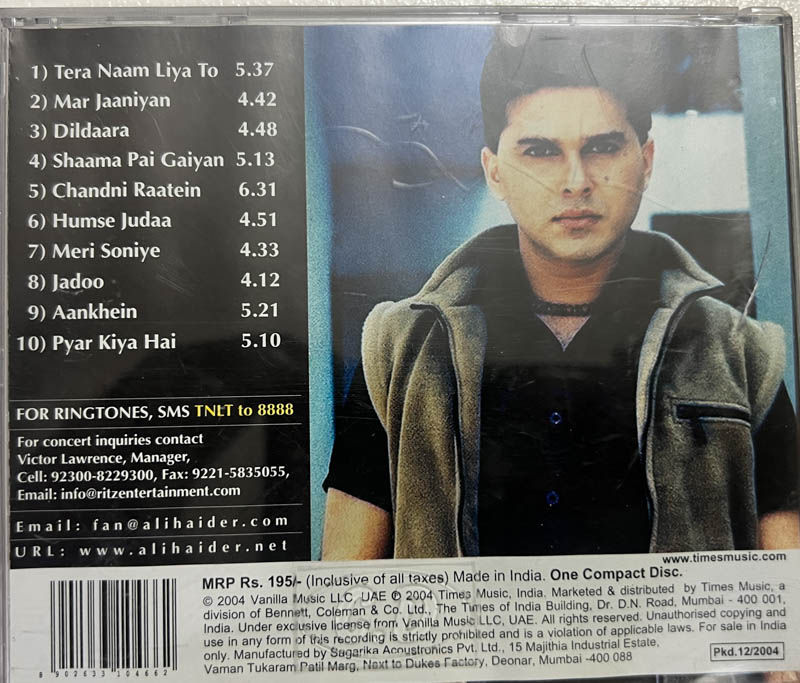 Tera Naam Liya To - Ali Haider Audio Cd - Hindi Film Songs Times Music TDIPP060V - Image 2