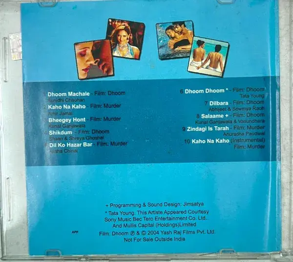 Dhoom - Murder audio cd - Hindi Film Songs - Saregama CDF 112112