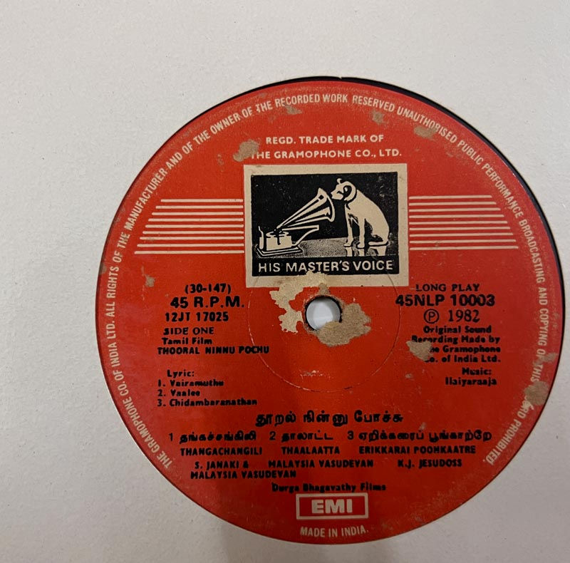 Thooral Ninnu Pochu by Ilaiyaraaja LP Record -Tamil film songs - HMV 10003
