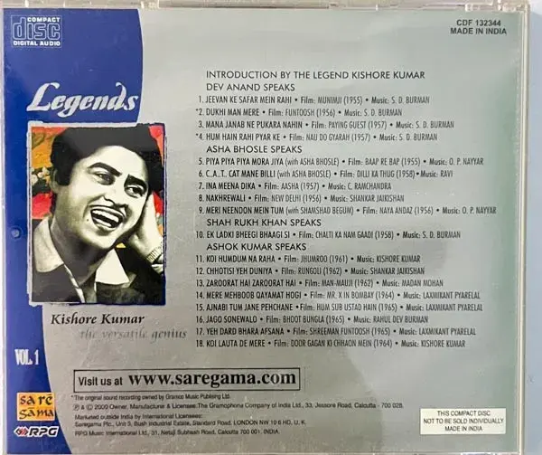 Kishore Kumar audio cd - 3 cd pack - Hindi Film songs - Saregama