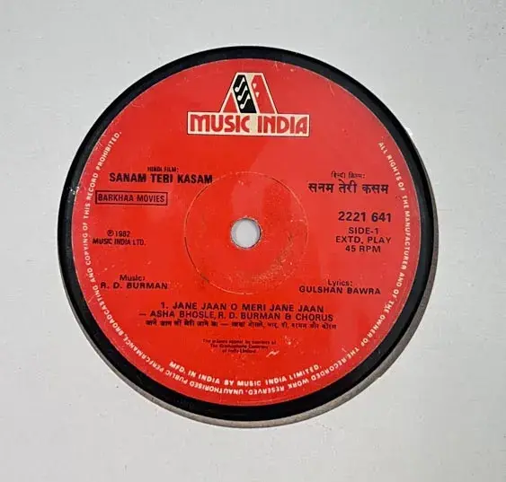 Sanam Teri Kasam  EP 45 rpm - Hindi Film Songs - Music India 2221 641