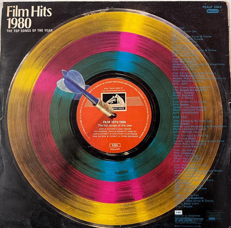 Film Hits 1980 Vinyl Record 33.3 RPM -Hindi Film Songs - HMV