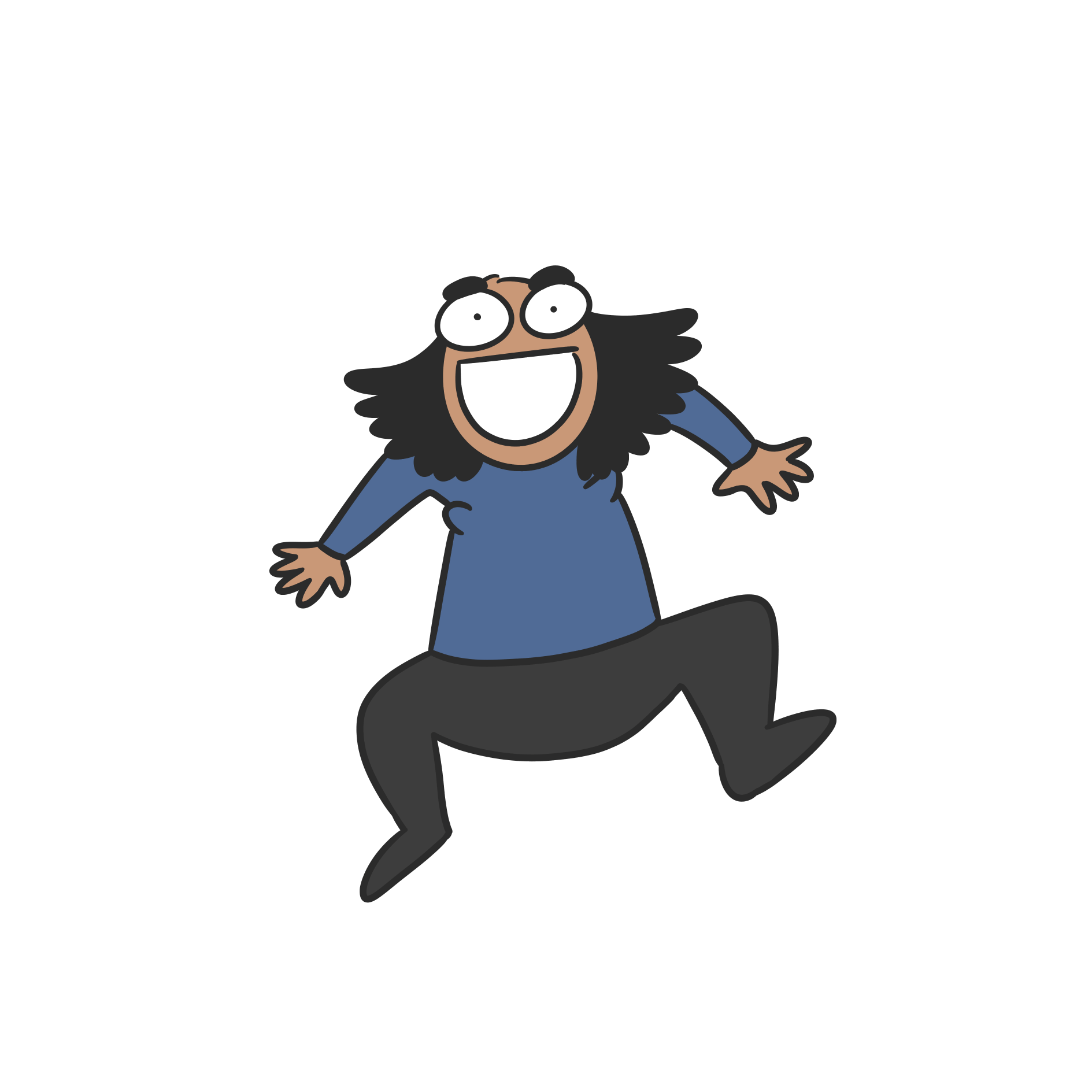 a cartoon image of a woman jumping up with joy