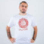 Young man wearing t-shirt with Tunisia flag designed with Arabic calligraphy