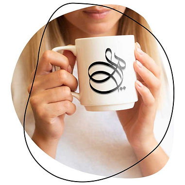 Young woman drinking from Harf.Lawn Mug