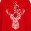 Thumbnail: Christmas White Deer Written In Arabic Calligraphy back view on a red hoodie close up