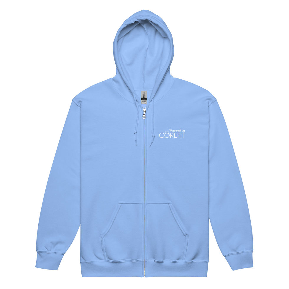 Thumbnail: Powered by Unisex zip hoodie - white logo