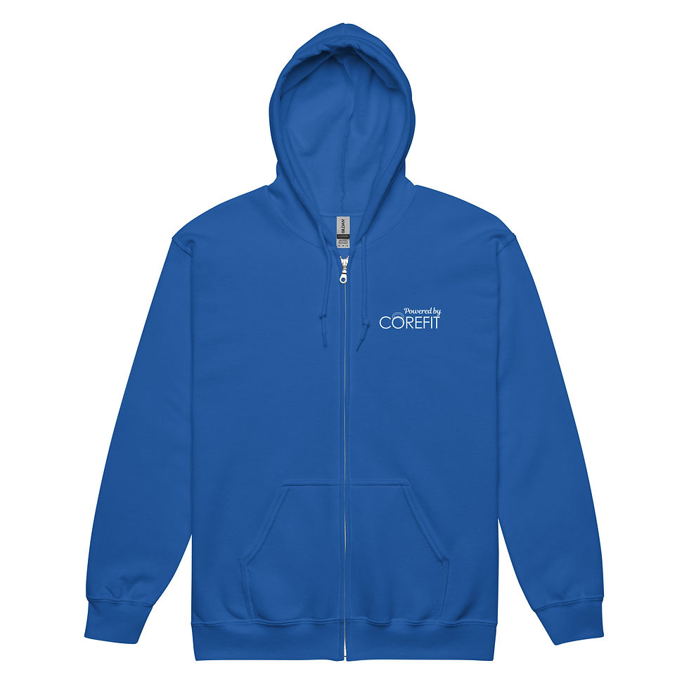Thumbnail: Powered by Unisex zip hoodie - white logo