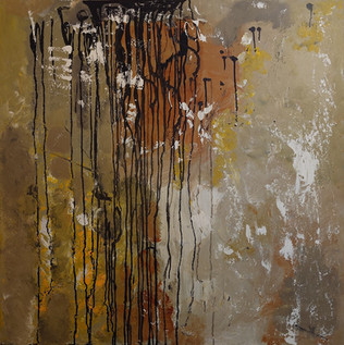 Cascade of Hues, Abstract Acrylic Painting, Brown, Yellow, White, Dynamic Composition, Vertical Orientation, Art Collection, Online Art Gallery, Wall Decor, Modern Art, Artistic Expression.