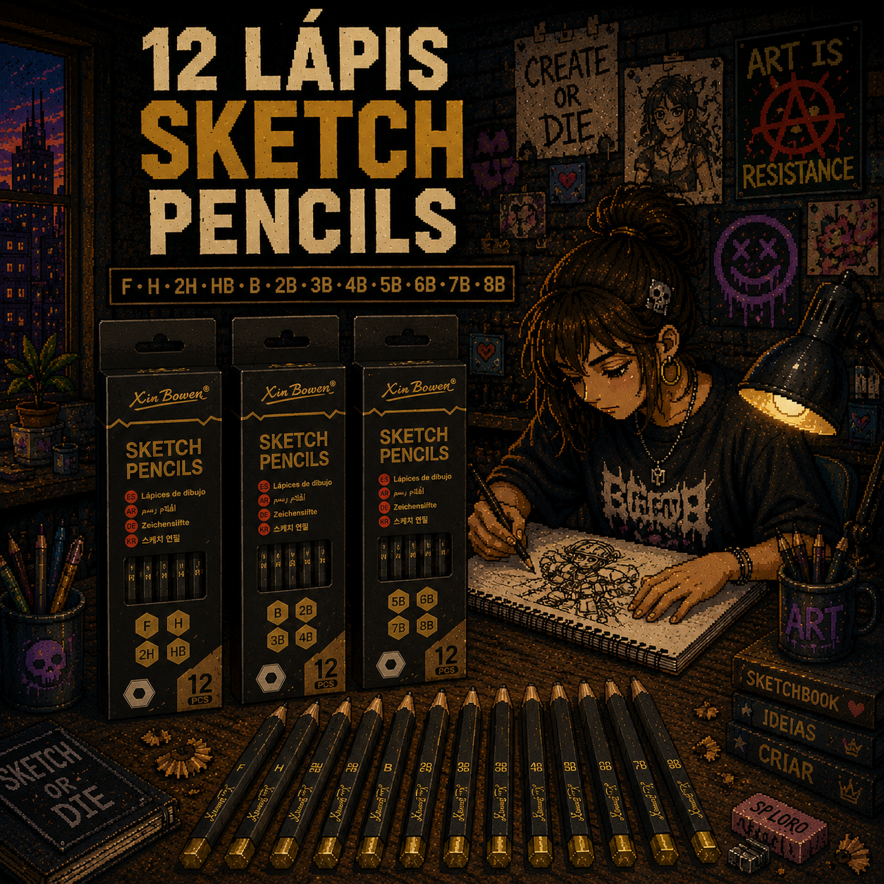 Set 12 Lápis Sketch