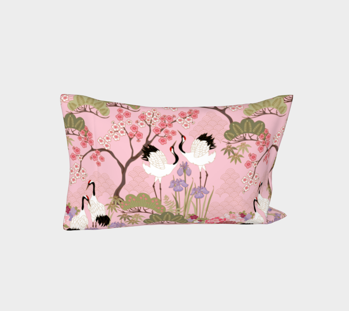 Pillow Sleeve LEFT side - Cotton Sateen - Japanese Garden Pink