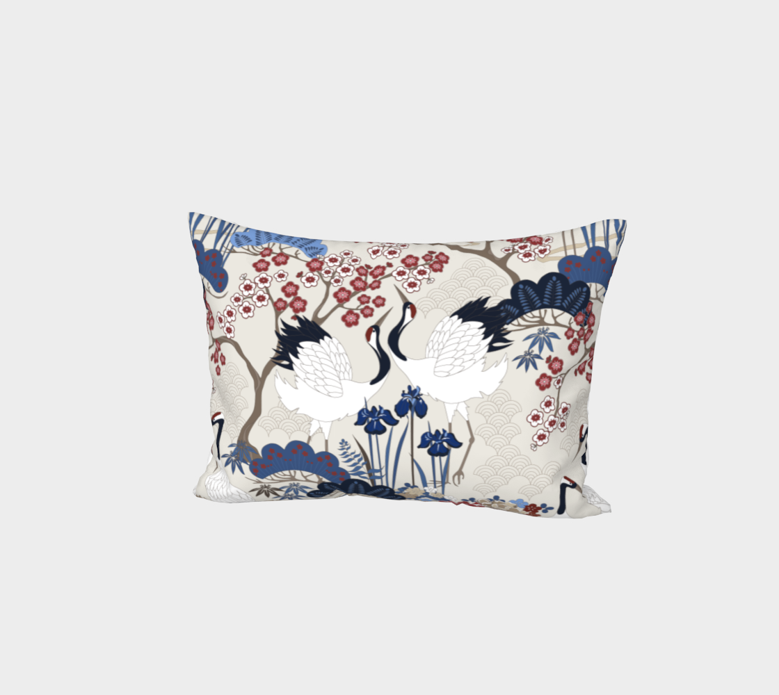 Envelope Pillow Sham - Cotton Sateen - Japanese Garden Linen