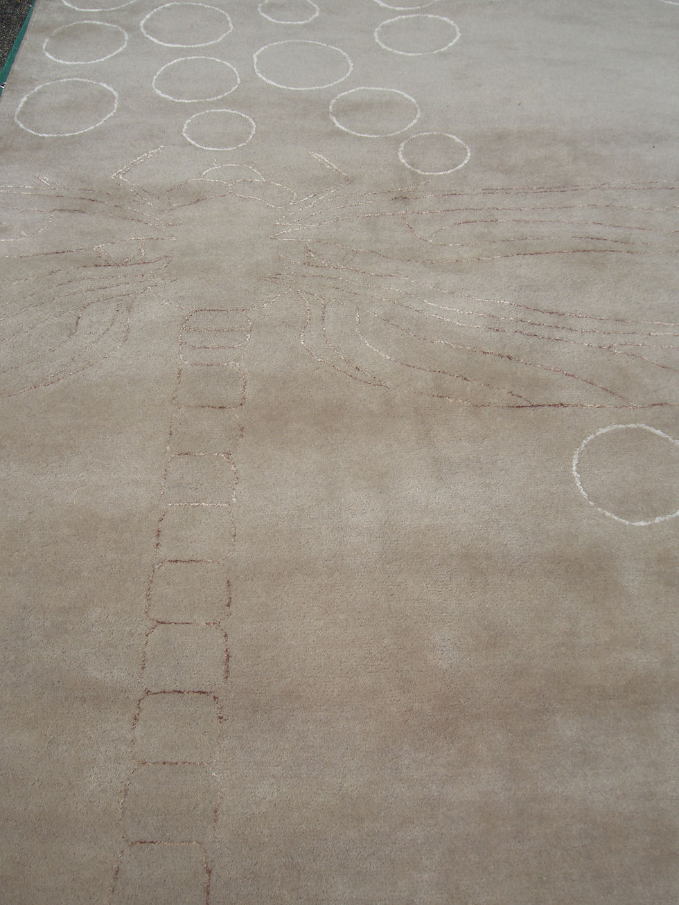 Thumbnail: Dragonfly outline modern contemporary gray/taupe hand-tufted New-Zealand wool custom area rug, Judit Gueth Design in Toronto