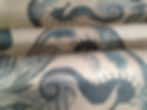 Thumbnail: Seahorse ocean themed nautical blue and gray hand-knotted New-Zealand wool custom area rug at Judit Gueth Design in Toronto
