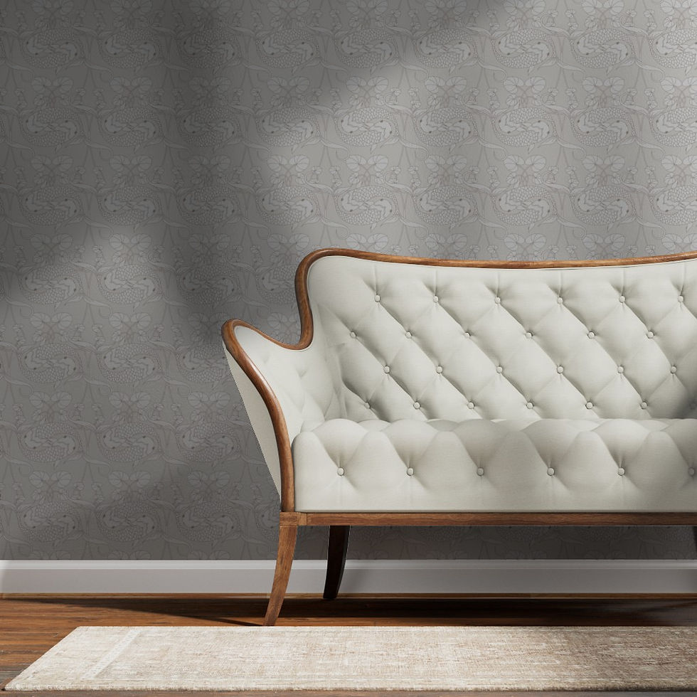 Thumbnail: Silver Metallic Wallpaper - Koi Silver 24" wide Japanese style Wallpaper by Judit Gueth