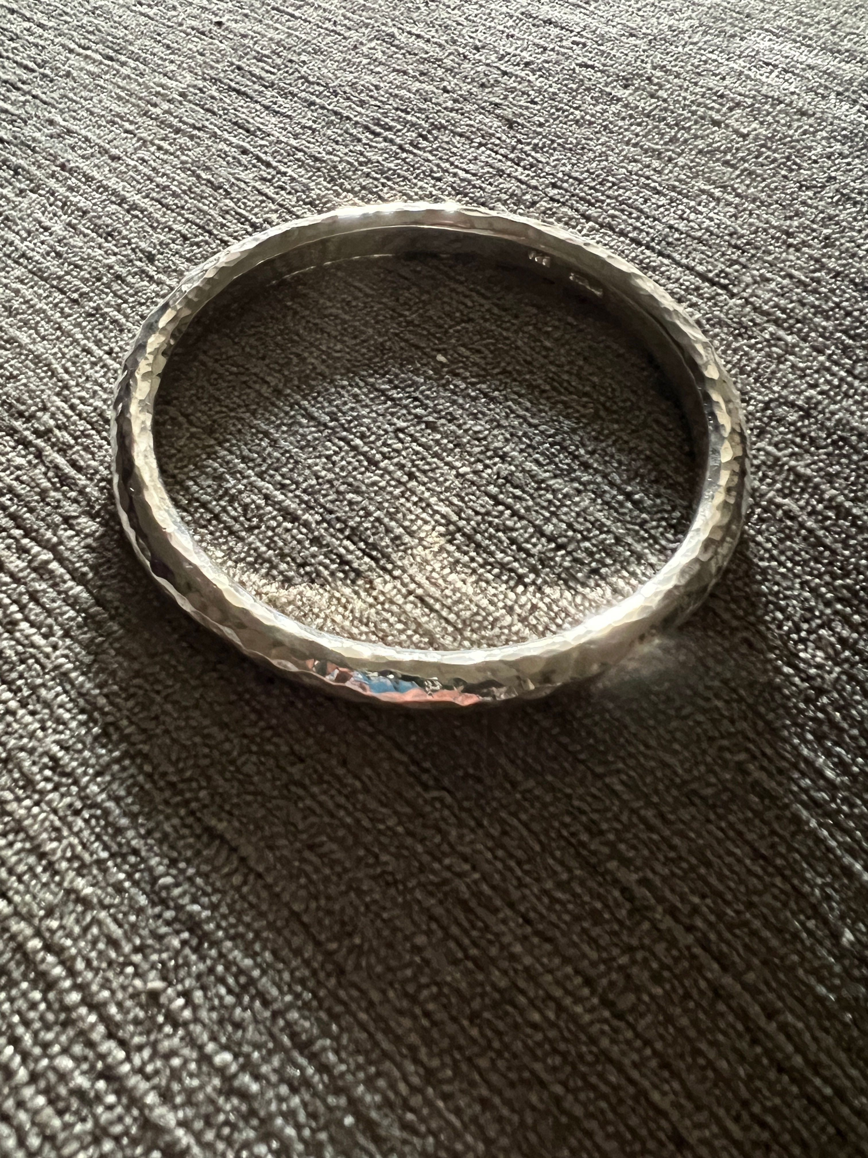 Hammered Full Bangle Solid Sterling Silver