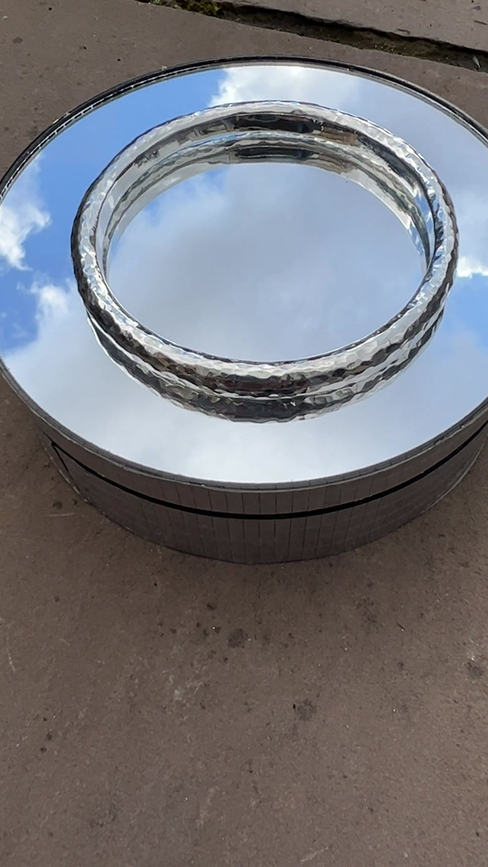 Thumbnail: Hammered Full Bangle Solid Sterling Silver