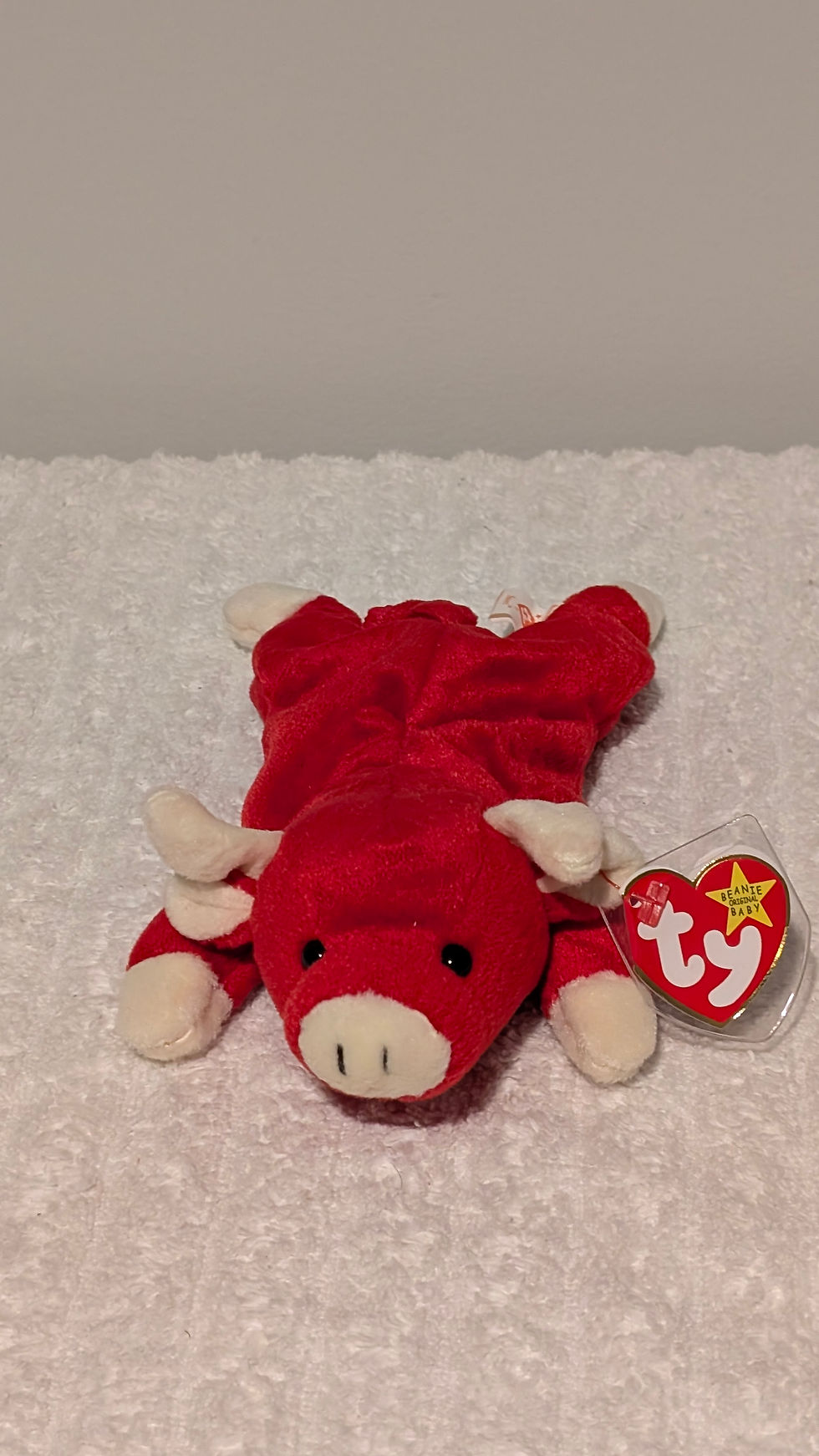 Snort The Red Bull 1995 TY Beanie Baby - Extremely RARE & RETIRED PVC Tag Errors