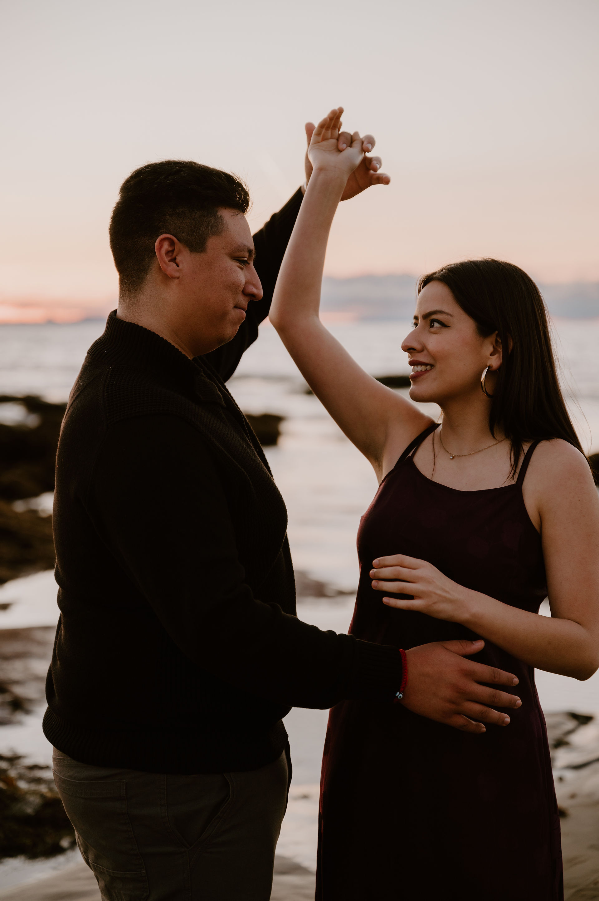 Crystal Cove State Park Beach Sunset Engagement photoshoot