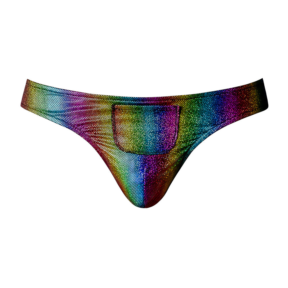 Pack & Play Thong W/ Front Condom Pouch Rainbow